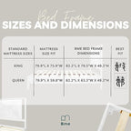 Bme Vivian 14 Inch Deluxe Bed Frame with Headboard, Rustic & Scandinavian Style with Solid Acacia Wood, No Box Spring Needed, 12 Strong Wood Slat Support, Easy Assembly, King, Rustic White