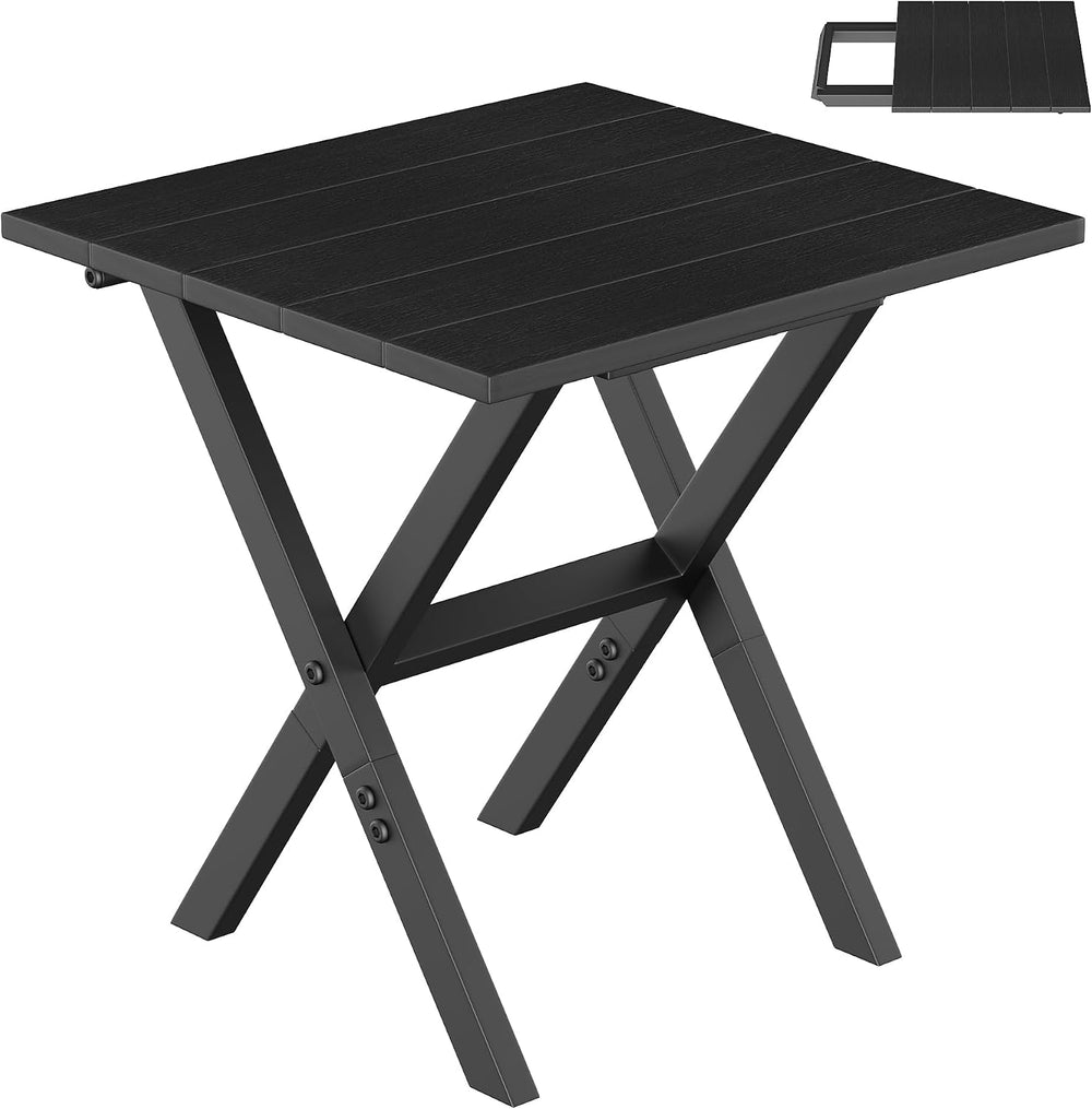 Outdoor Side Table Portable Folding Table Easy to Install,Black