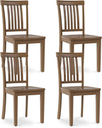 COLAMY Wooden Dining Chairs Set of 4, Solid Rubberwood Kitchen & Dining Room Chairs, Farmhouse Rustic Side Chairs for Dining Table, Anti-Slip Protection, Classic Windsor Style Seating, Oak Light Brown