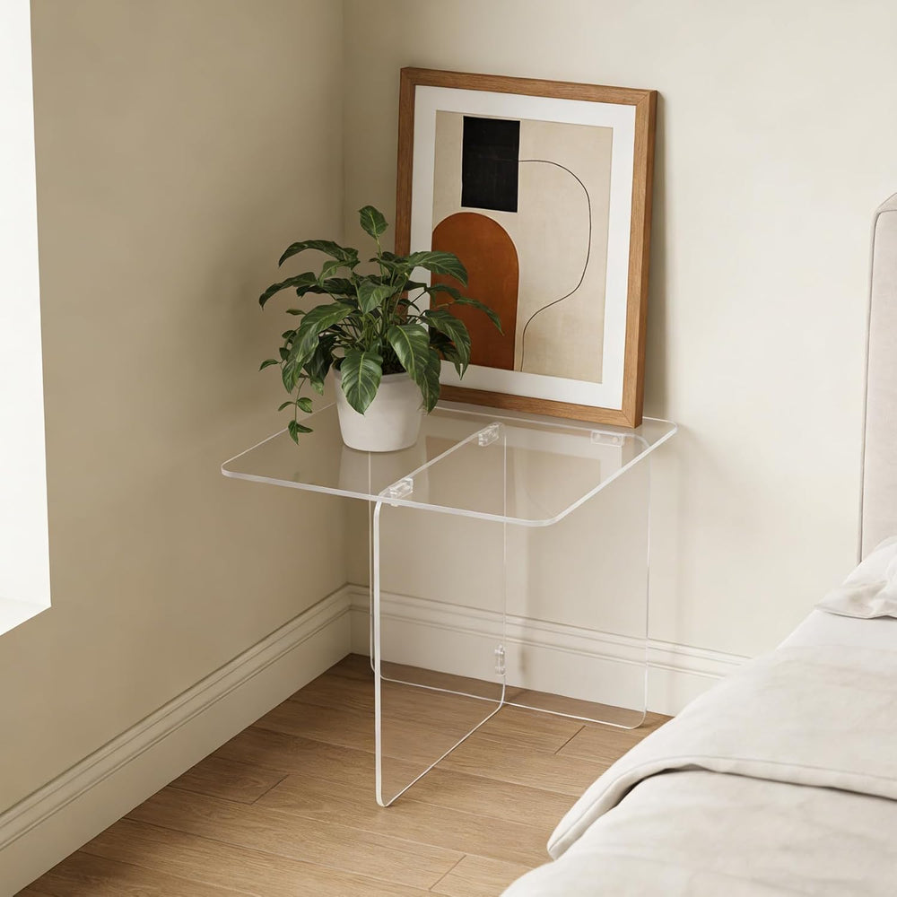Acrylic Side Table,Clear Nightstand End Table Modern Bedside Table for Living...