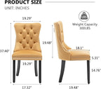Velvet Dining Chairs Set of 2,Upholstered Dining Chairs with Ring Pull Trim and Button Back,Modern Seating for Kitchen, Bedroom & Living Room(Gold)