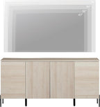 WAMPAT 61.6" TV Stand Cabinets for TVs up to 70 Inches, Entertainment Center with Storage Cabinets and 4 Doors, Mid Century Modern Media TV Console Table for Living Room Bedroom,Beige