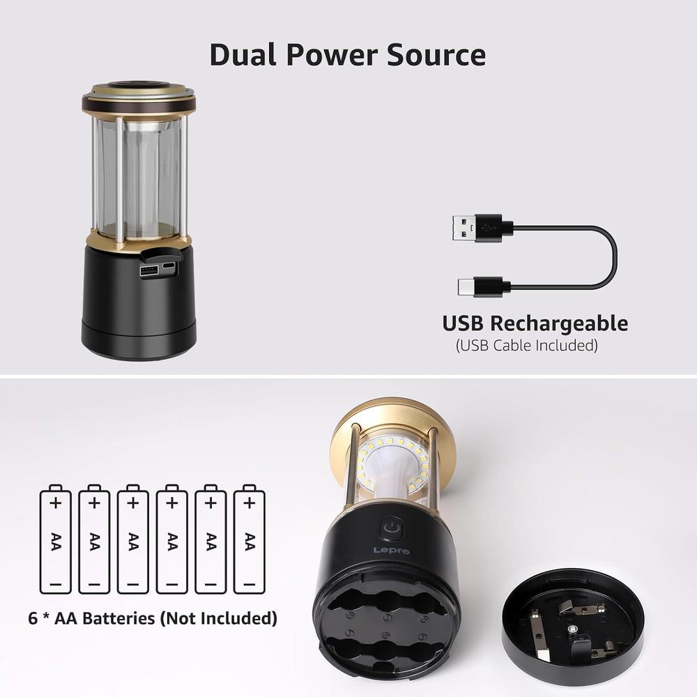 Lepro 2000LM LED Camping Lantern Rechargeable, Waterproof Tent Light with 5 L...
