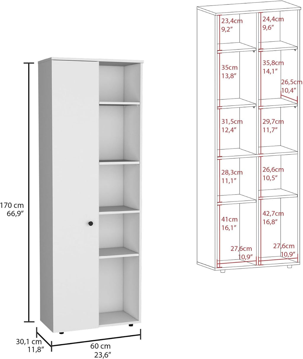 Pantry Storage Cabinet with Five Interior and Exterior Shelves, Kitchen Sideboard Cupboard Furniture,for Kitchen Home