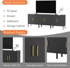LYNSOM TV Stand for 85 Inch TV, Media Entertainment Center Console Table, 3 Cabinets, TV Console Table with Storage Cabinet for Bedroom, Living Room, Entertainment Room (Black)