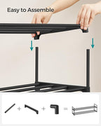 SONGMICS Shoe Rack, 3-Tier Shoe Organizer, Metal Storage Shelf, Upright or Upside Down, for 20-24 Pairs, Stackable, for Entryway, 11.8 x 46.1 x 21.7 Inches, Black ULSA033B01