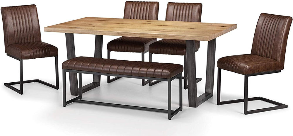 Julian Bowen Brooklyn Upholstered Bench, Brown, Height: 47, Width: 121, Depth...