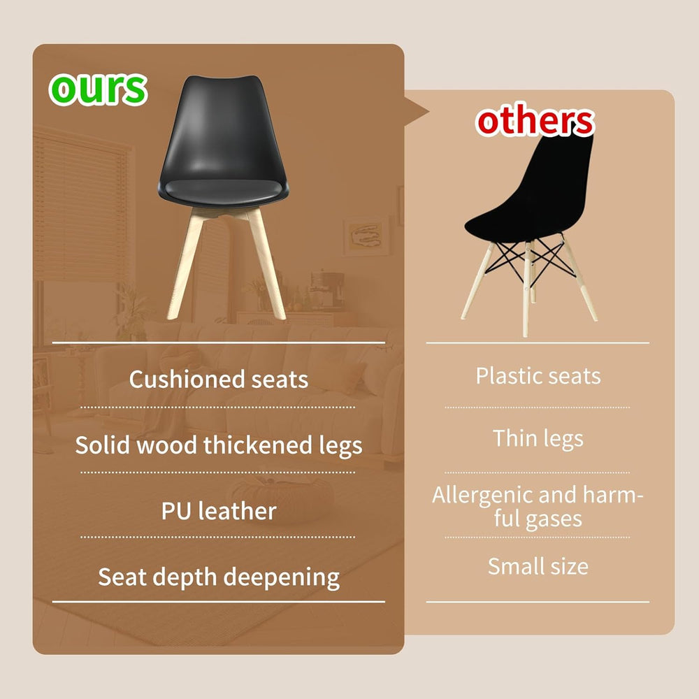 YLGJ&TIDY Modern Dining Chairs Set of 4 PU Leather Upholstered Chairs wit...