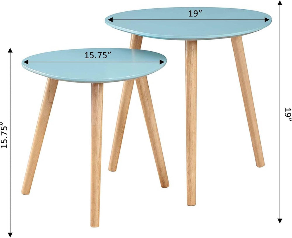 Convenience Concepts Oslo Nesting End Tables, Sea Foam / Light Oak