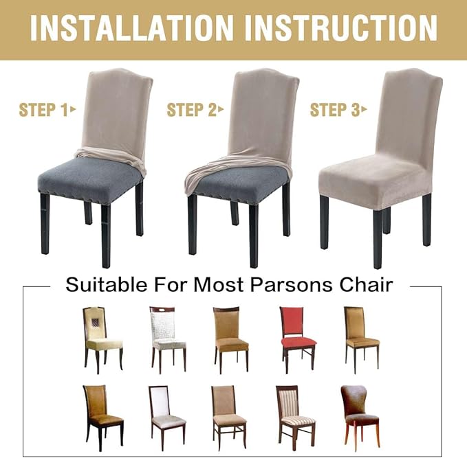 H.VERSAILTEX Velvet Dining Chair Covers Stretch Chair Covers for Dining Room ...