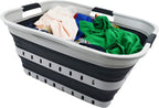SAMMART 42L (11 gallon) Collapsible Plastic Laundry Basket - Foldable Pop Up Storage Container/Organizer - Space Saving Hamper/Basket (1, Grey/Slate Grey)