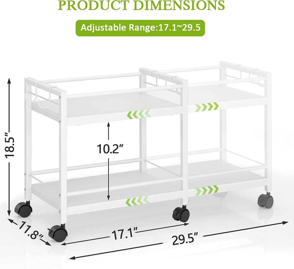 1 Pack 2-Tier Expandable Pantry Floor Organizer Cart, Rolling Pantry Storage ...