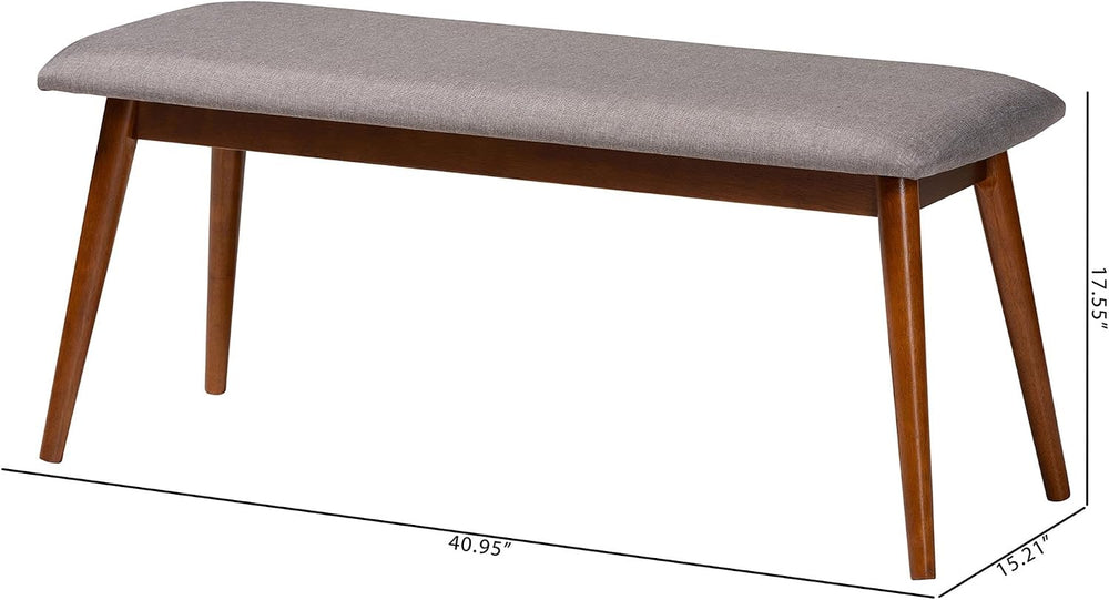 Baxton Studio Flora Mid-Century Modern Light Grey Fabric and Oak Medium Brown...
