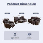 3+2+1 PU Leather Power Sectional Sofa Set, Living Room Furniture, Reclining Couch, Loveseat, Chair with LED Lights/USB Ports/Storage Console/Cup Holders/Wireless Chargers/Coffee Table for RV Theater