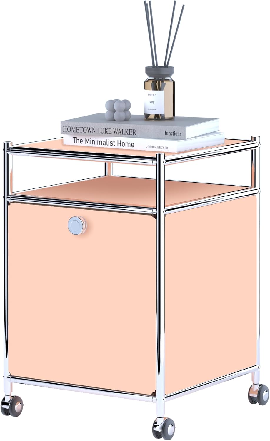 Matte Storage Cart with Flap Door, Large Capacity Storage Cart with Detachabl...