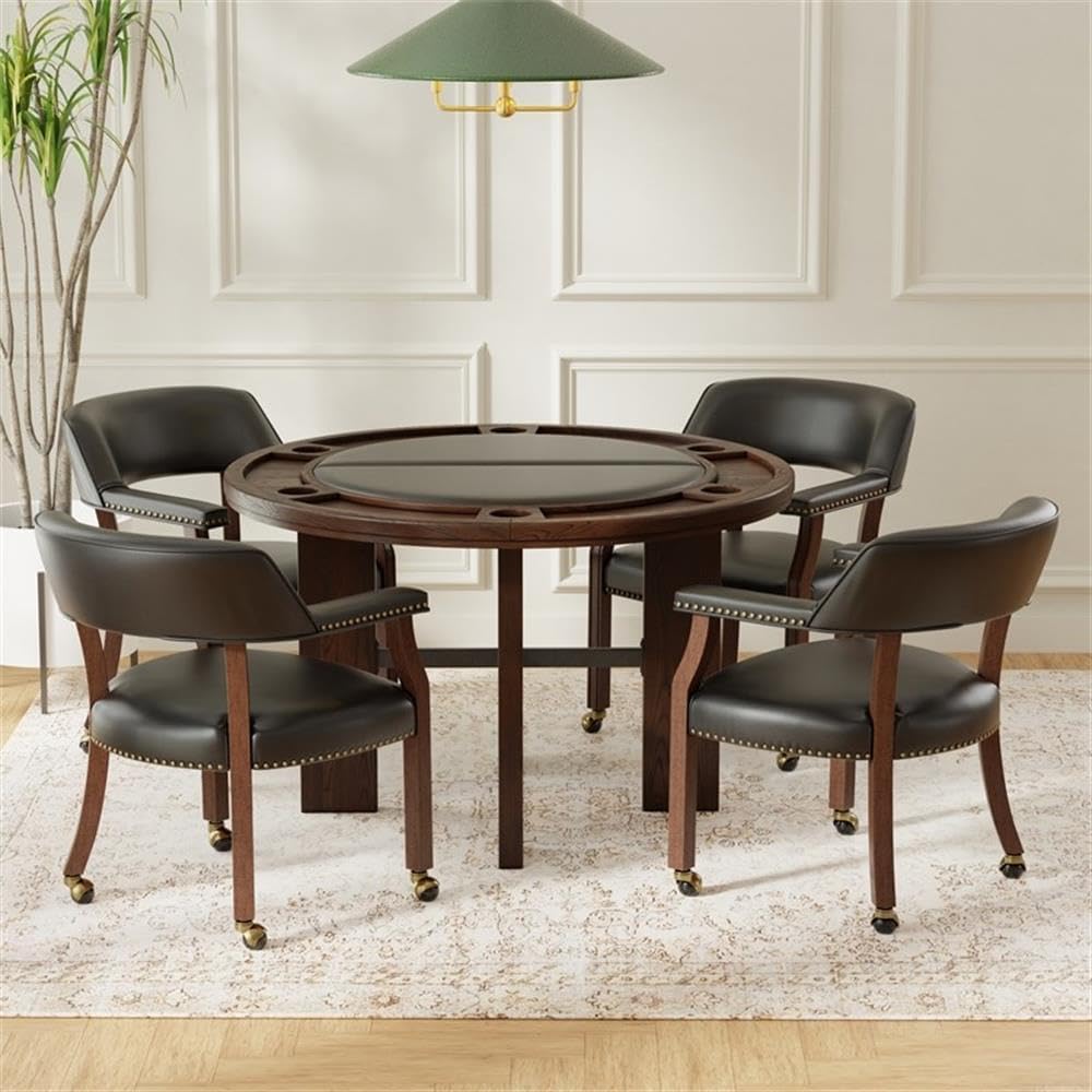 Pemberly Row 2-in-1 Game & Dining Table, 48-Inch Round Table with Flip-To...
