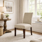 HomePop Michele Dining Chair with Nailhead Trim - Tan (Set of 2)