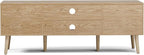 TV Stand for Living Room, Boho Entertainment Center for 55/60 inch TVs, Media Console with Fluted Door Cabinets and Open Shelves, for Bedroom, Oak