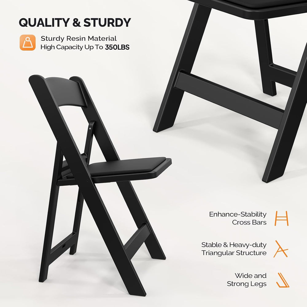 VINGLI Resin Folding Chairs with Cushion, Foldable Plastic Chair with Comfort...