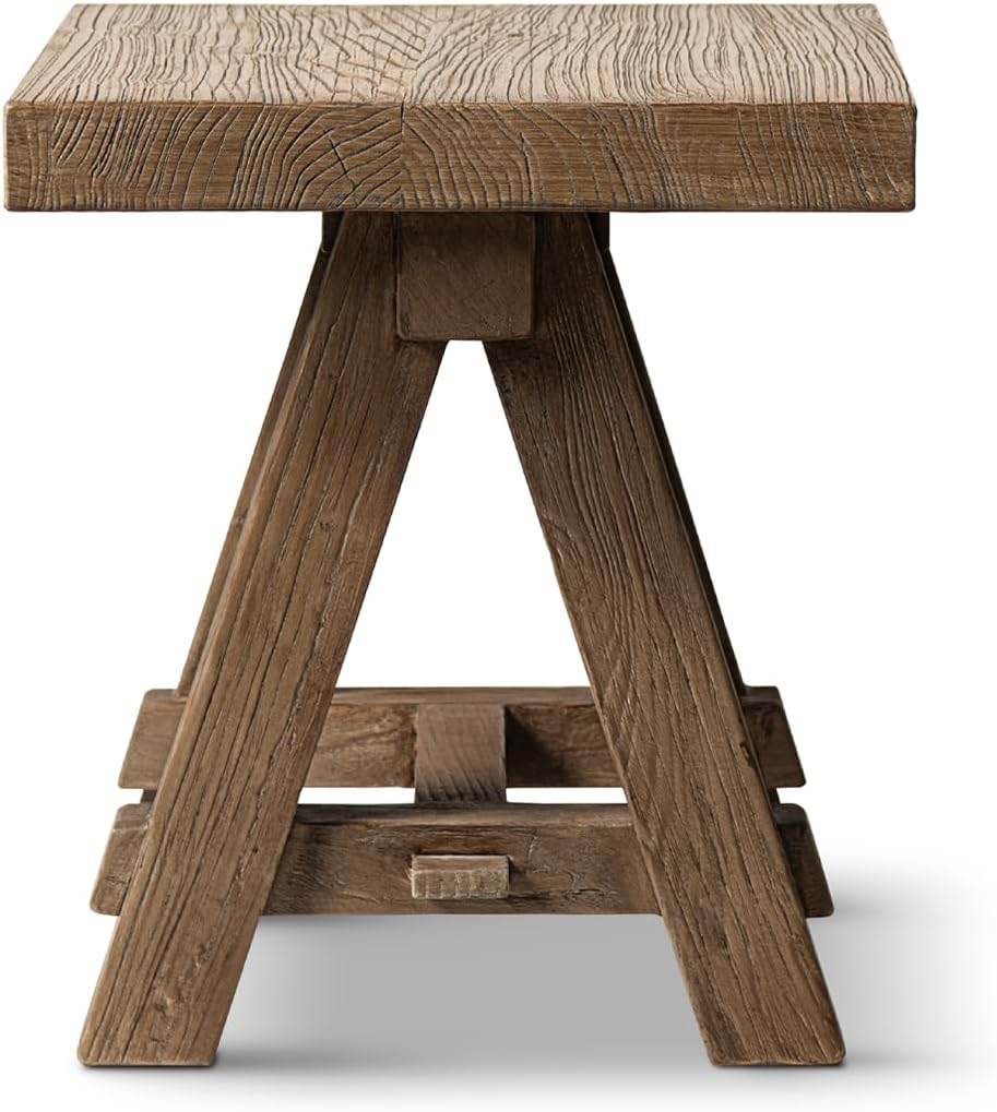 Jennifer Taylor Home Hawthorne 18” Square Reclaimed Elm Trestle Side Table, H...