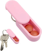 Keychain Pill Holder Single Pack – Lightweight Magnetic Pill Organizer for Daily Medication Storage, Portable Micro Pill Case for Travel, Durable and Discreet (Blush)