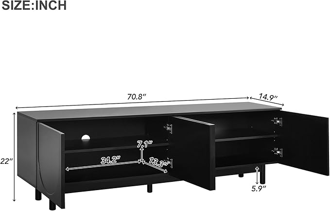 Ball & Cast Modern TV Stand with Arch Cabinets for TVs up to 78", Mi...