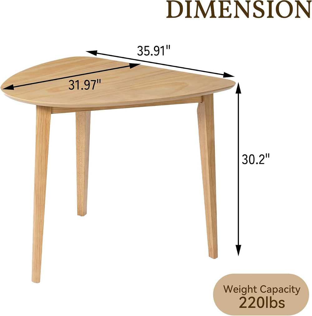 Triangular Wood Table - 35.91" Modern Space-Saving Geometric Side Table ...