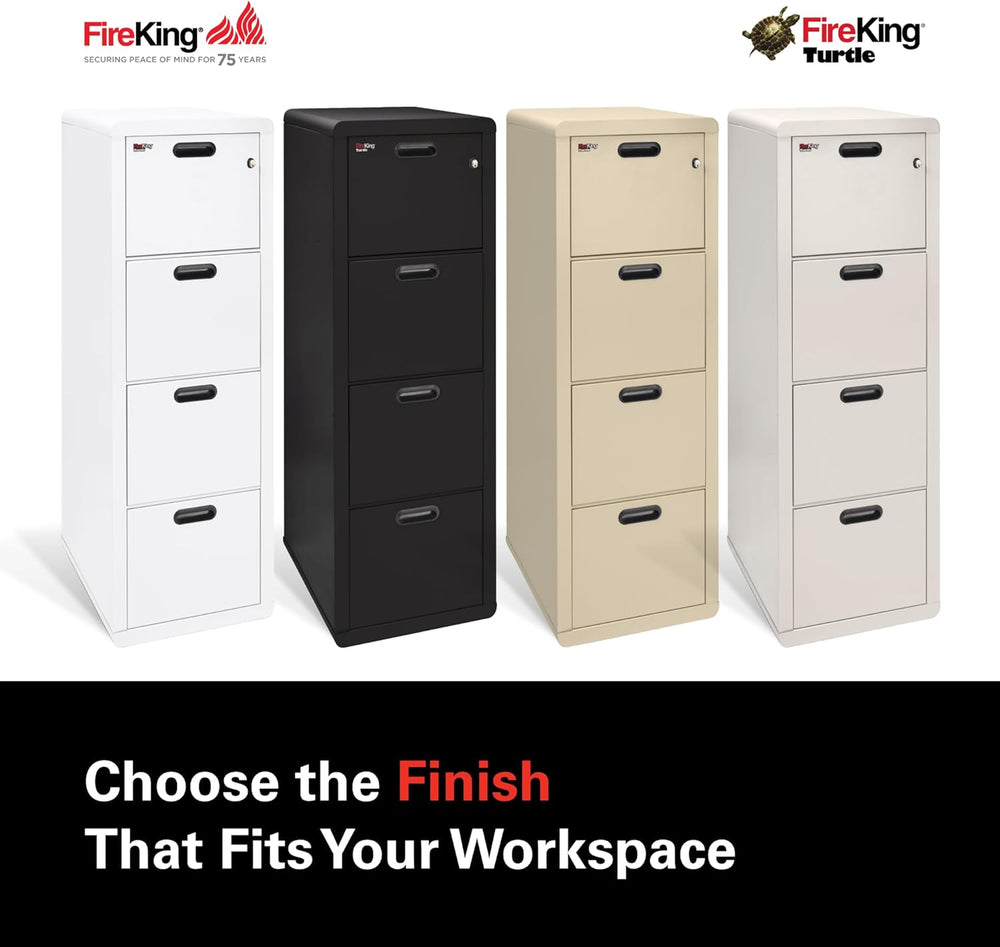 FireKing Turtle Contour - 4 Drawer Fire Safe File Cabinet with Key Lock - 1 H...