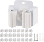Verdenu 25 Pack Broom Holder Wall Mount, Mop and Broom Holder Wall Mount, Stainless Steel Command Mop Holder with Screws, Garden Tool Storage Organizer for Kitchen, Home, Bathroom, Garage, White