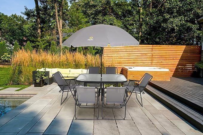 Nice C 8 Piece Patio Dining Set, Outdoor Furniture Set (Grey)