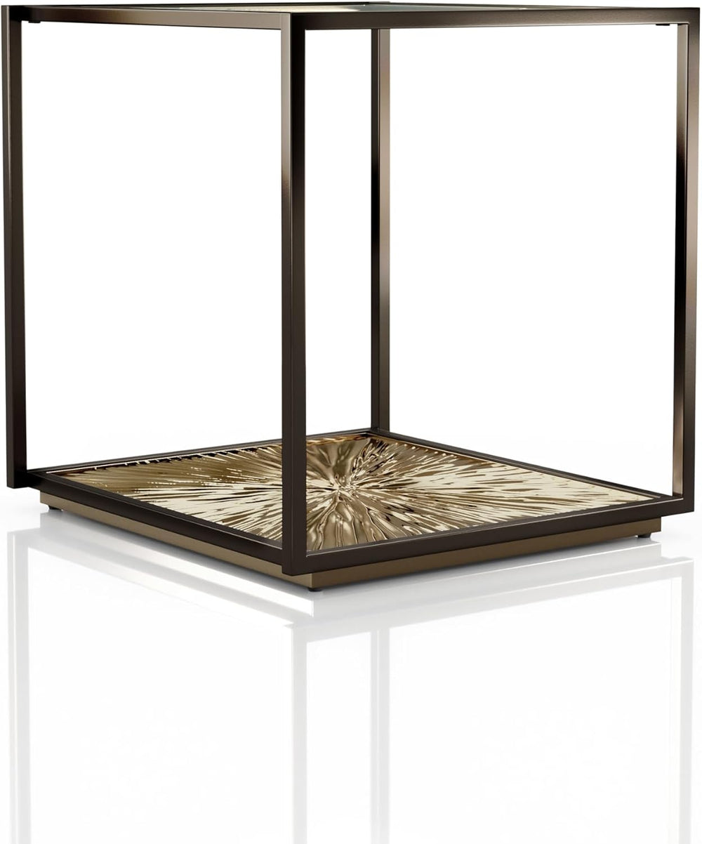 24/7 Shop at Home Aureum Modern 24-inch 1-Shelf Glass Top End Table with Sunb...