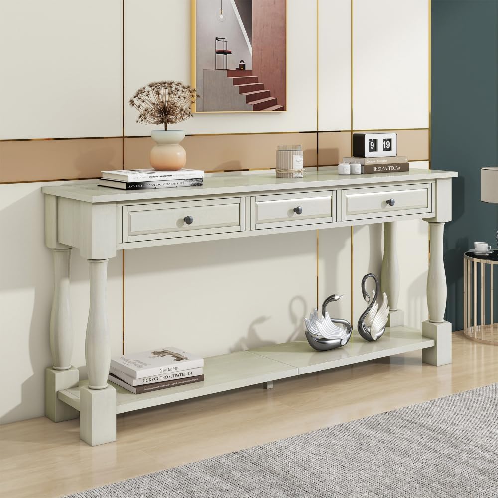 ZOEDO Console Table 63" Long Console Table with Drawers and Shelf for En...