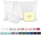 SUATIEN Mulberry Silk Pillow Cases Standard Size Silk Pillowcase for Hair and Skin with Zipper Soft Breathable Smooth Cooling Silk Pillow Case for Sleeping,Gifts for Women (White,20"X 26",1Pcs)