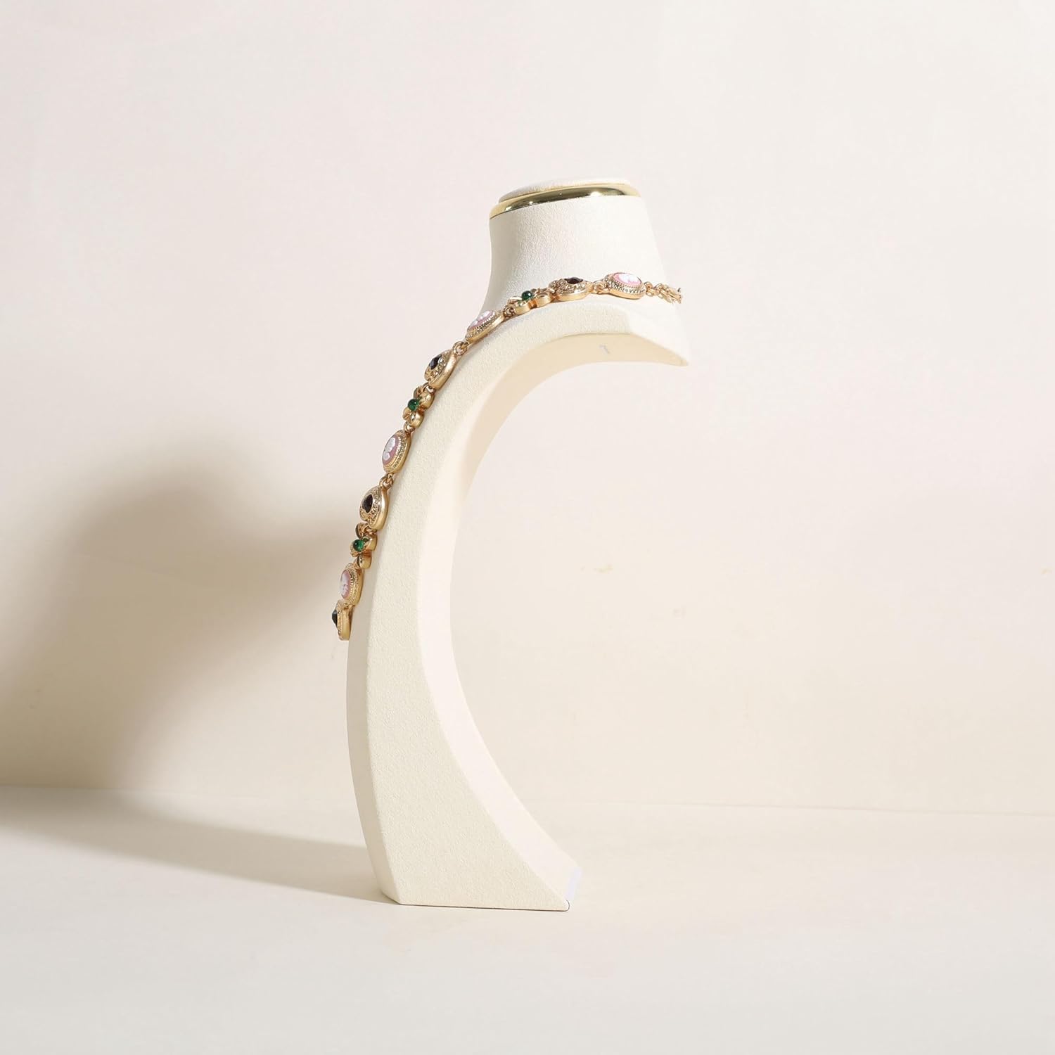 velvet necklace display stand, necklace display holder for selling, bust jewelry display, necklace mannequin display stand【Cream-Medium】