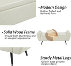 56" Faux Leather Storage Bench for Bedroom King Size Bed, Beige | Long Ottoman, Modern End of Bed Bench, with Arm, Upholstered, For Bedroom/Living Room/Window/Entryway