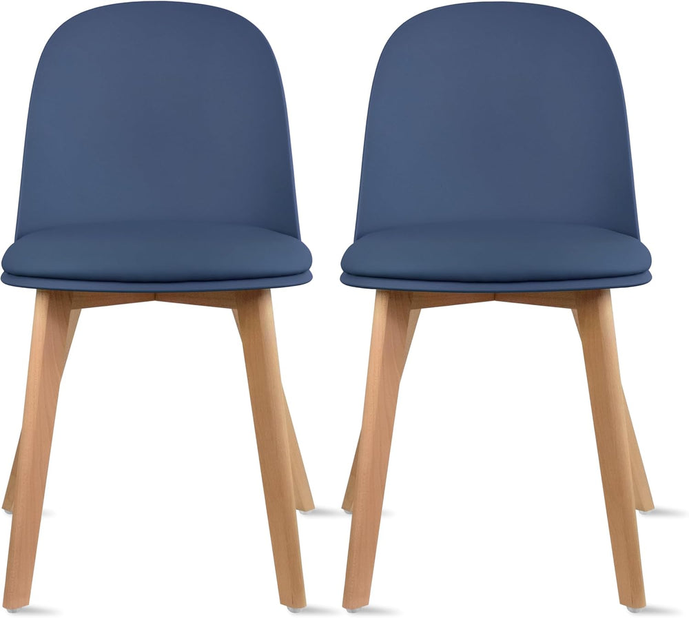 2xhome Set of 2 Modern Armless Dining Chairs | Plastic Shell with PU Leather ...