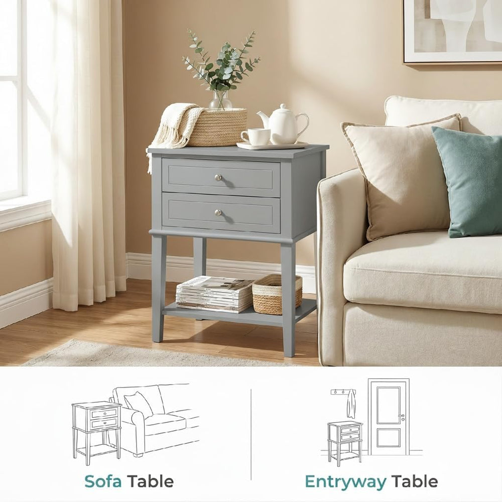SEJOV EJOV 28" Tall Nightstand Set 2 with 2 Drawers and Open Shelf, Gray...