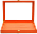 Oirlv Premium Leather Jewelry Display Tray with Acrylic Lid Ring Earrings Organizer Box Clear Lid Drawer Insert for Women