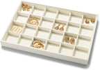 24 Grids Microfiber Jewelry Trays Ring Earrings Organizer Tray Stackable Jewelry Drawer Organizer(Beige)