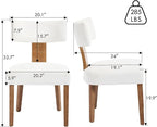 Modern Dining Chairs Set of 6, Upholstered Kitchen Chairs with Curved Back, Farmhouse Linen Fabric Dining Room Chair Modern Wood Chairs for Living Room/Home Office/Reception, Cream