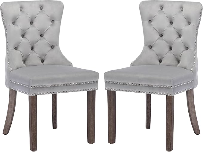 KCC Velvet Dining Chairs Set of 2, Upholstered High-end Tufted Dining Room Ch...
