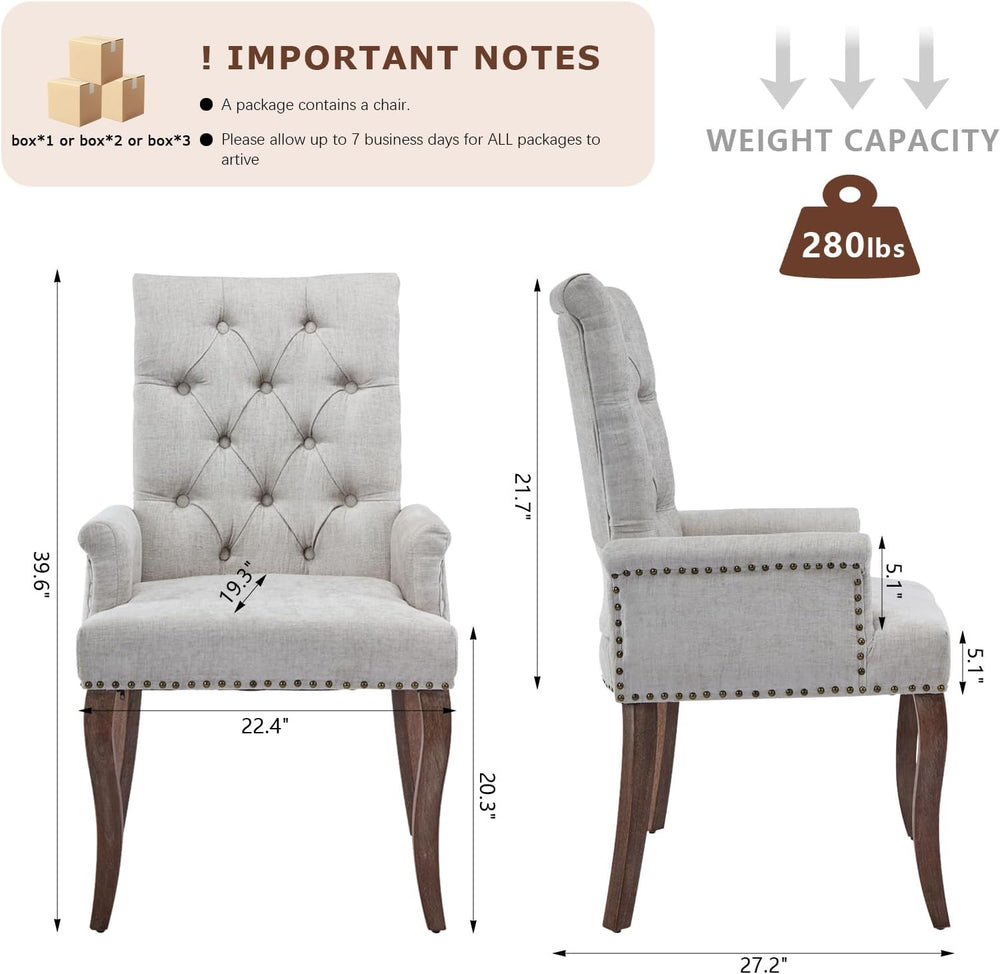 SoarFlash Chenille Dining Chairs Set of 2, Tall Back Side Chair，Modern Uphols...