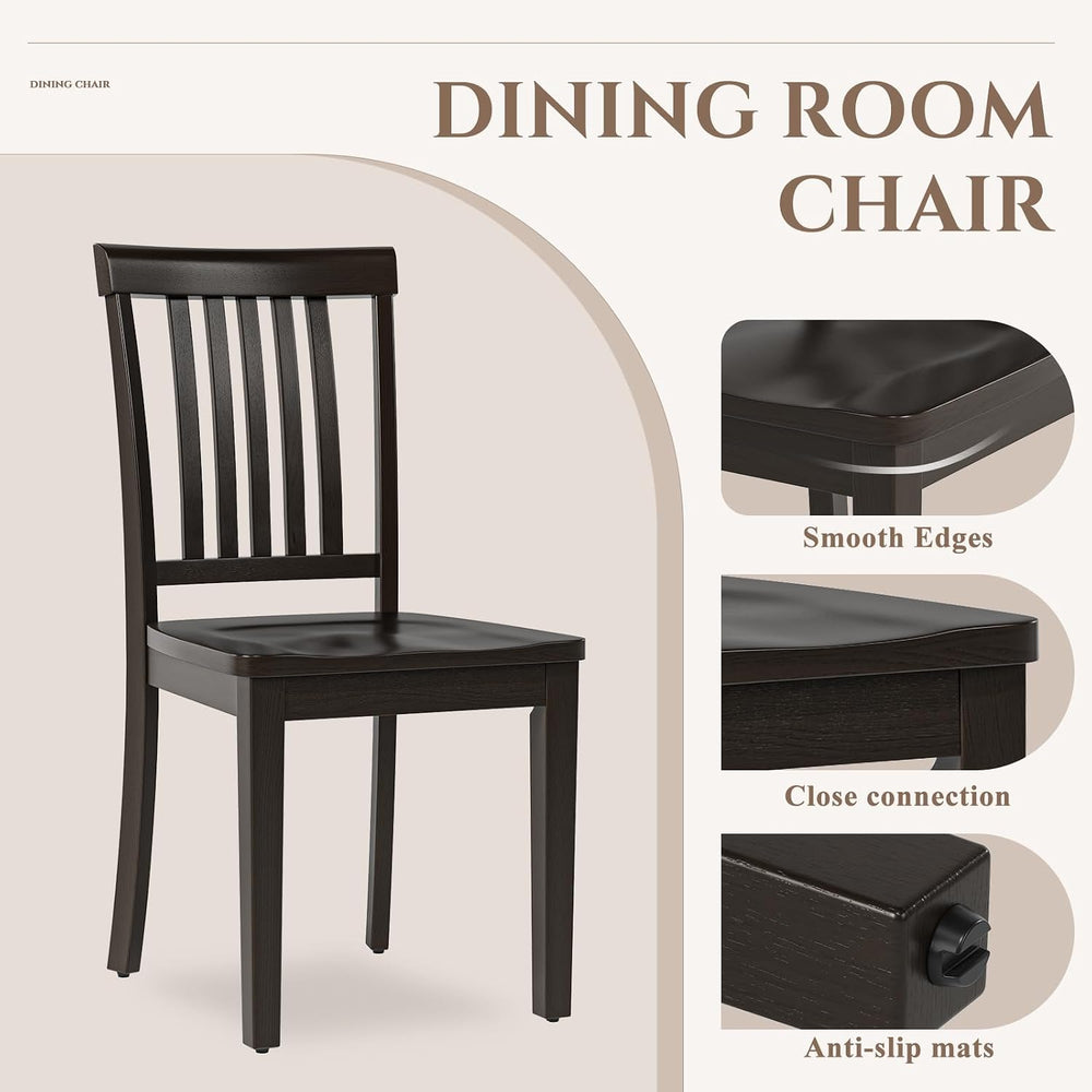 COLAMY Wooden Dining Chairs Set of 4, Spindle High Back Windsor Kitchen Side ...