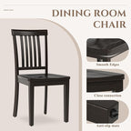 COLAMY Wooden Dining Room Chairs Set of 2, Spindle High Back Windsor Kitchen Side Chair, Farmhouse Dining Chairs for Kitchen, Dining Room, Dark Brown
