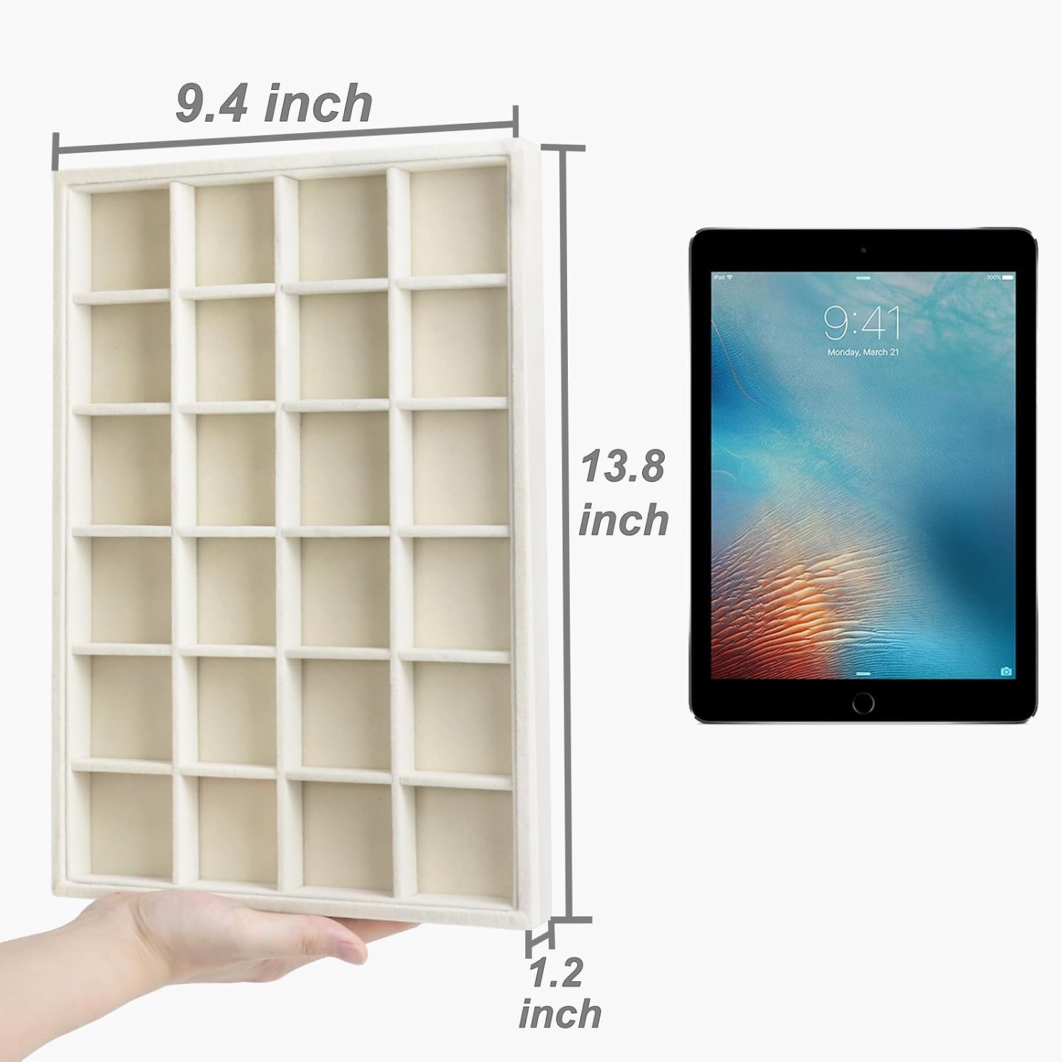 Large Velvet Jewelry Organizer, Velvet Jewelry Organizer Sunglasses Storage Organizers, Large Jewelry Drawer Organizer Tray, Eyeglass Organizer Earring Holder Ring Display (Earring Tray)