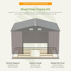 Patiowell 10 x 12 FT Metal Storage Shed for Outdoor with Floor Frame, Steel Yard Shed with Design of Lockable Doors, Utility and Tool Storage for Garden, Backyard, Patio, Outside use,Brown