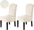 H.VERSAILTEX Velvet Dining Chair Covers Stretch Chair Covers for Dining Room Set of 2 Parson Chair Slipcovers Chair Protectors Covers Dining, Soft Thick Solid Velvet Fabric Washable, Ivory Striped