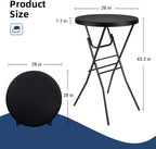Byliable Cocktail Table 28in High Top Round Folding Indoor Outdoor, Plastic Bar Height Foldable Bistro Tall Table for Party, Patio, Dining Room, Kitchen, Events, Removable Locking Legs, Black