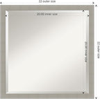 Amanti Art Grey Wall Mirror 22x22 Woodgrain Stripe Grey Square Bathroom Mirror for Wall Decor Living Room, Medium Casual Wood Frame, Hangs Horizonally and Vertically, Bathroom Decor, Beveled Edge