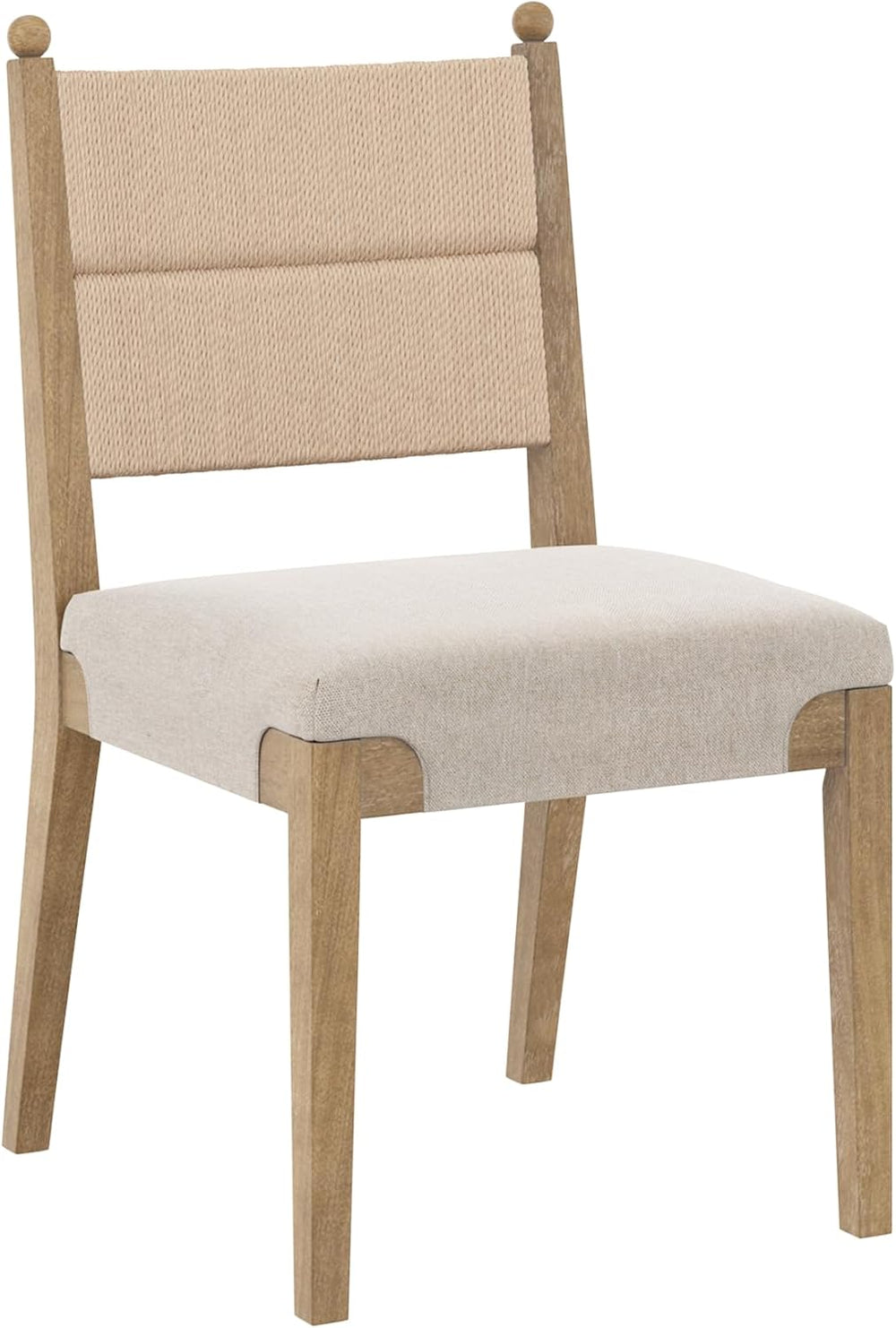 Nathan James Cove Boho Solid Wood Dining Chair with Woven Seagrass Back and U...